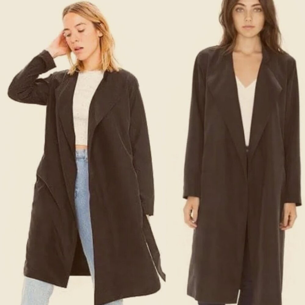 American Apparel Lightweight Dylan Trench Coat, Navel Blue Dark Navy, XS/S 0 2 4